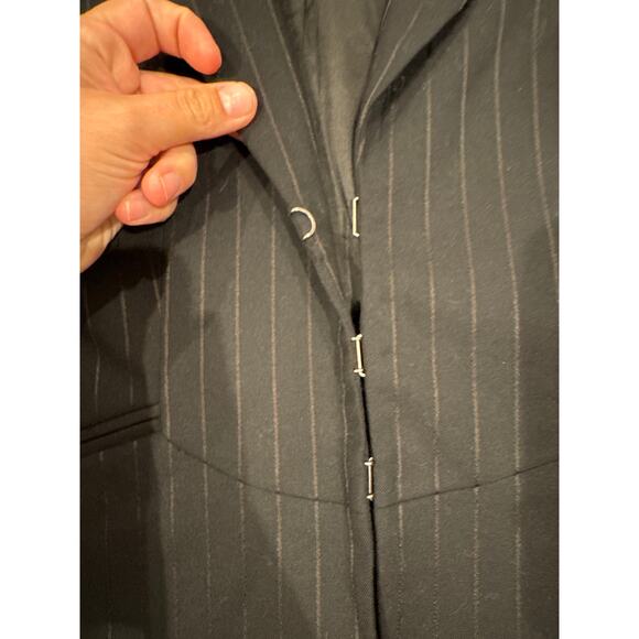 Theory Black Pinstripe Blazer Basiccore Professional Corporate Girly Girlboss Q - Picture 5 of 7